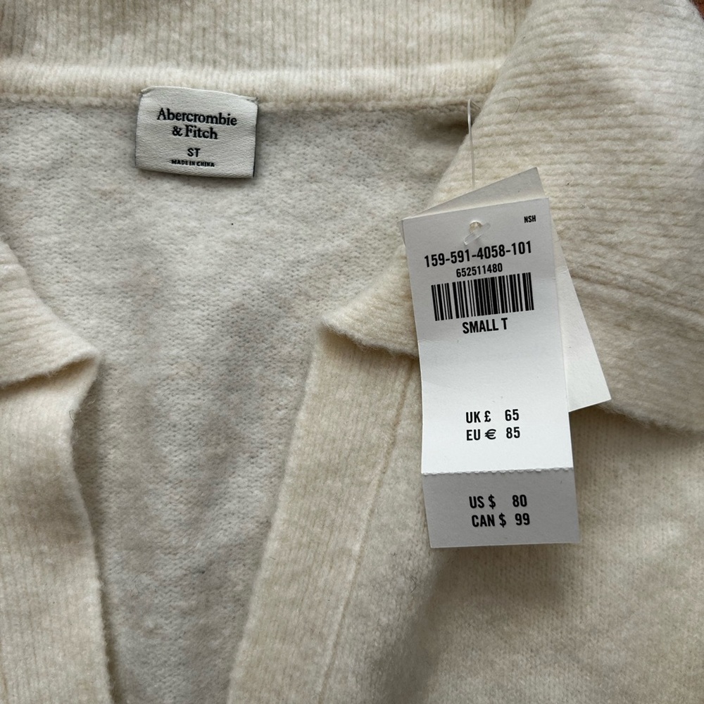 NWT Abercrombie Cream Knit Collared Sweater Dress - Picture 3 of 4